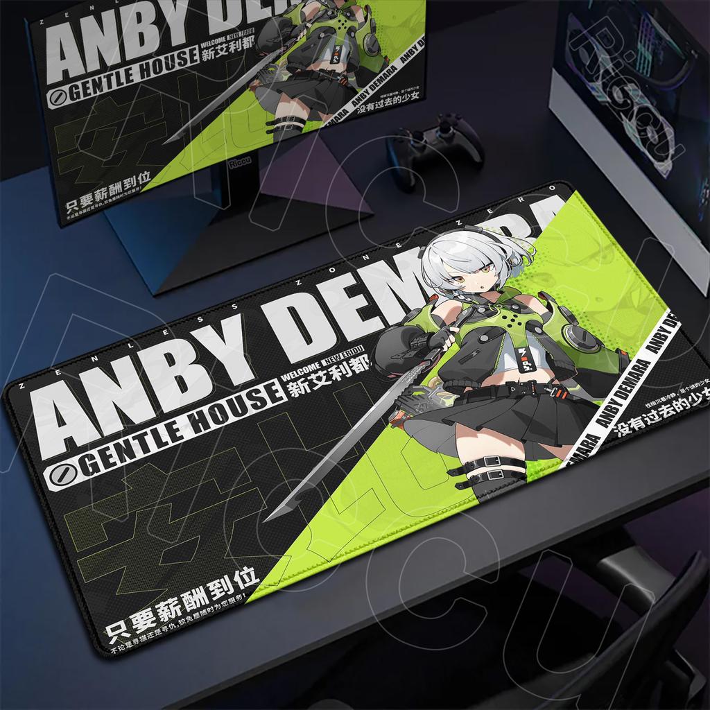 Large Laptop Gaming Zenless Zone Zero Mouse Pad xmm Stitch Edge Thicken Playmat Kawaii Ellen Joe Speed Keyboard Table Mats