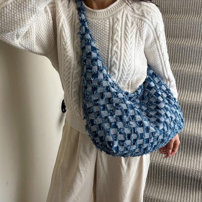Fashion Denim Shoulder Bag New Retro Tote Bag Casual Lazy Wind Tote Bag