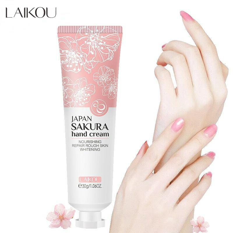 LAIKOU Sakura Krem do rąk Wybielający Usuwający zmarszczki Przeciwpękający Nawilżający Redukujący drobne linie Koreańska pielęgnacja skóry Zdrowie Uroda 30g