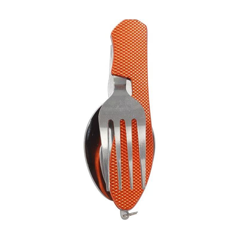 

Foldable Camping Utensil Set Multi Functional Knife Fork Spoon Combo Stainless Steel Outdoor Picnic Tableware for Camping Picnic помаранчевий