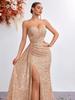 Sequined Strapless High-Waisted Mermaid Evening Gown
