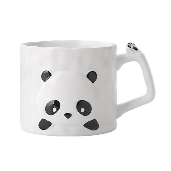 390ml Ceramic Mug Cartoon Panda Shape Large Capacity Ceramic Coffee Mug with Chinese Elements High Temperature Resistant Office Cup