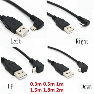 Γωνιακό 90 Μοιρών Πάνω & Κάτω & Αριστερά & Δεξιά USB Micro USB Αρσενικό σε USB Αρσενικό Καλώδιο Συνδετήρα Φόρτισης Δεδομένων 25cm 50cm