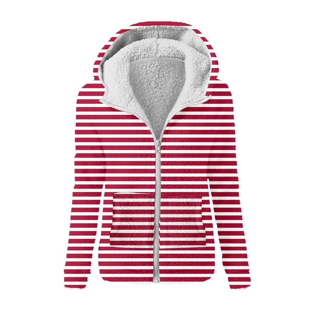 Dámská módní mikina s volným plyšovým zipem s kapucí a potiskem