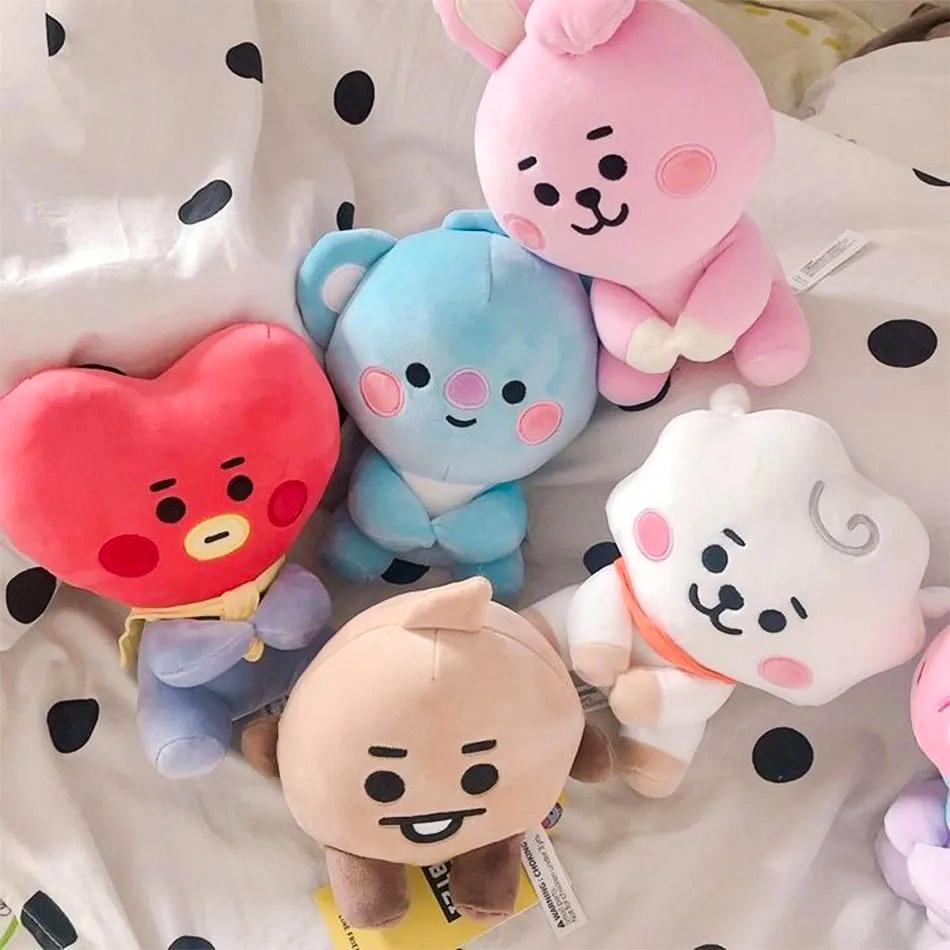 12-24cm B-T Cartoons Baby Pendant Plush keychain Toys Bangtan Boy Groups Peluches Cartoon Backpack Decoration Dolls Kid Gifts