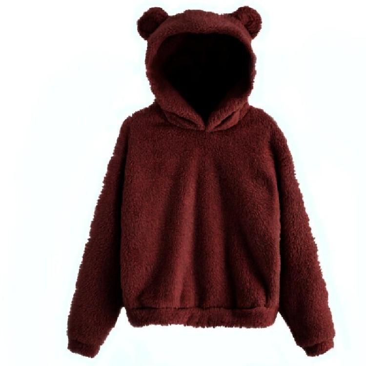 Felpa con Cappuccio Orecchie d'Orso Carine Pullover da Donna Manica Lunga Felpe in Peluche