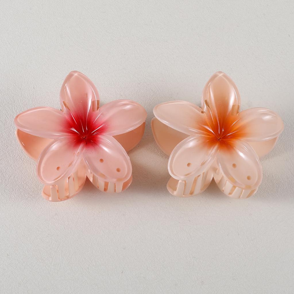 1/2Pcs Gradient Colored Flower Acrylic Hair Claws Clip Women Girls Sweet Hairpins Beach Hawaiian Style Hair Accessories