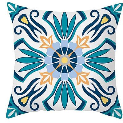 Exquisite Blue & Yellow pattern Double-sided Printed pillow cover Short plush Suitable living rooms bedrooms throw cushion cover