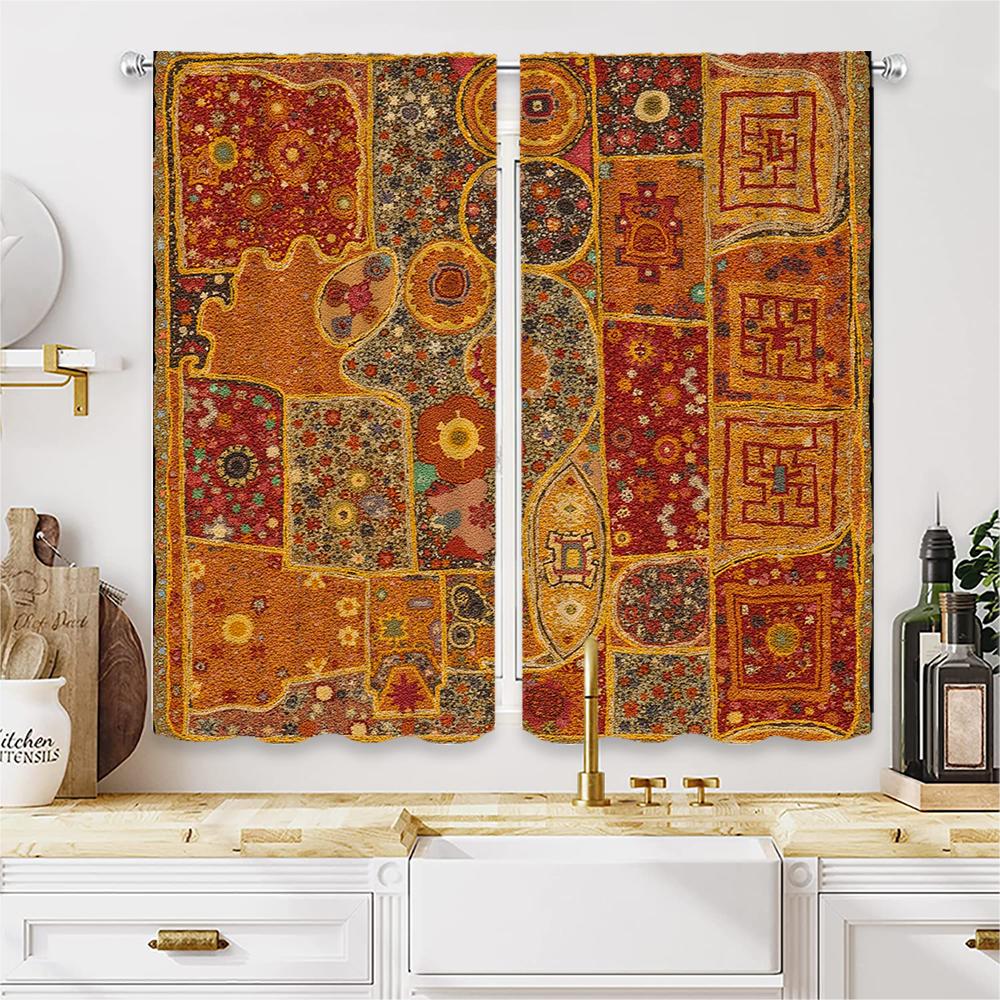 Piece Set High Definition Digital Printed Curtain Colorful Patchwork Style Curtainhome Decoration Bohemian Made Of Polyester Washable