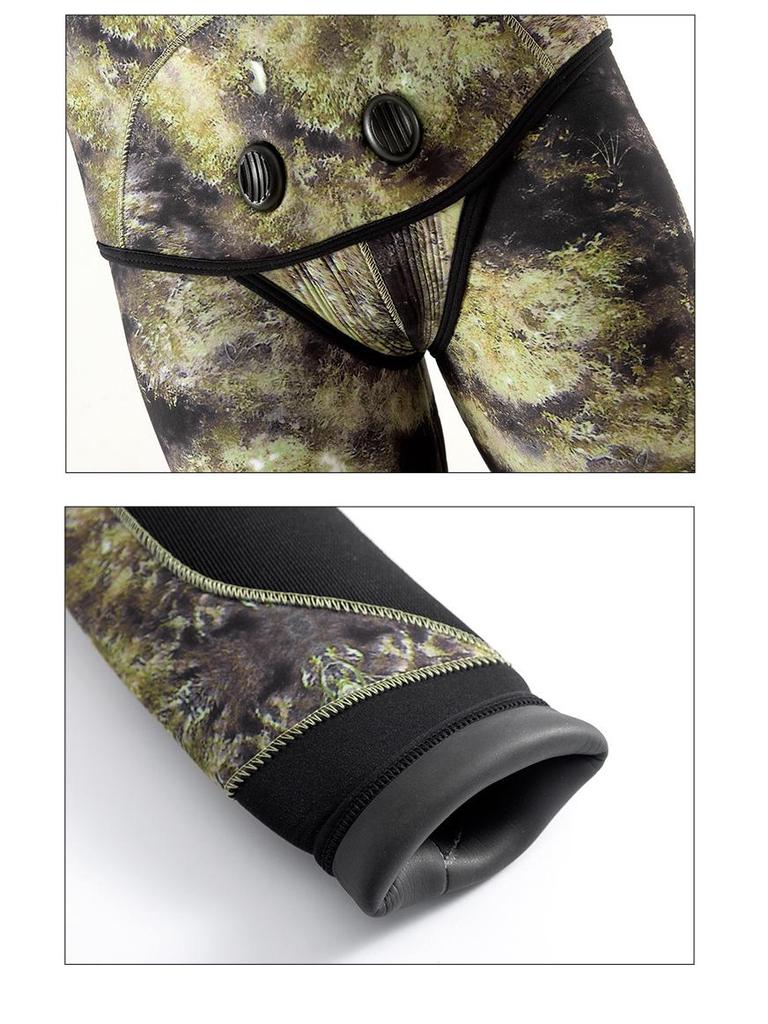 5mm Camo Hooded Wetsuit for Men & Women - Professional Diving, Hunting, Cold-Proof Fishing Suit.