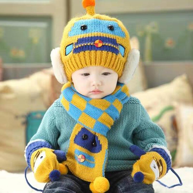 Cozy Knit Baby Scarf And Hat Set Adorable Car Design For Boys And Girls