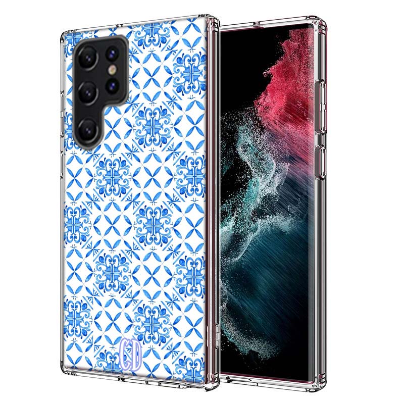 

Blue white Porcelain Pattern Capa Phone Case For Samsung S26 Ultra S25 Edge Galaxy S23 S21 S20 S24 FE S22 S10 Plus Cover Clear T Samsung S21