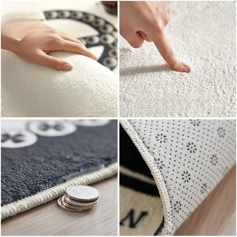 Bedroom Bedside Premium Imitation Cashmere Retro Carpet Machine Washable Thickened Oval Bedside Home Floor Mat Living Room Blanket