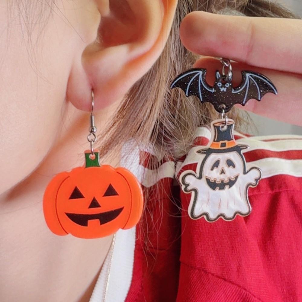 Bat Halloween Earrings Heart Pumpkin Dangle Earrings Fashion Cute Ghost Ear Studs  All Saints' Day