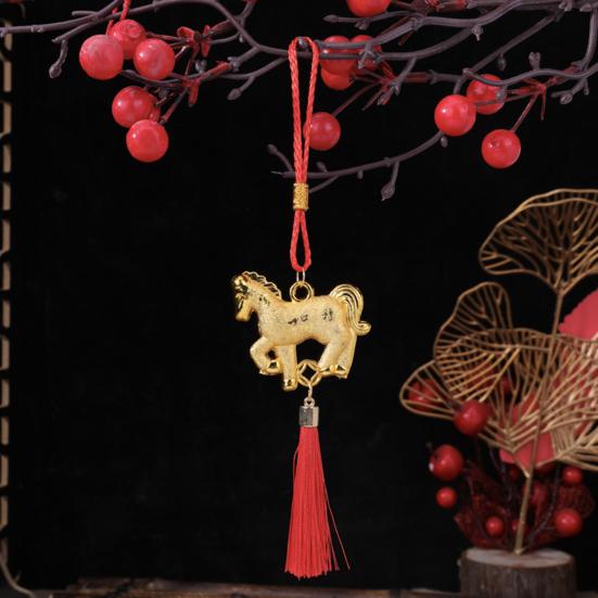 2026 Horse Ornament Chinese New Year Decoration Year of The Horse Zodiac Animal Tassels Charms for Bonsai Car Rearview Mirror