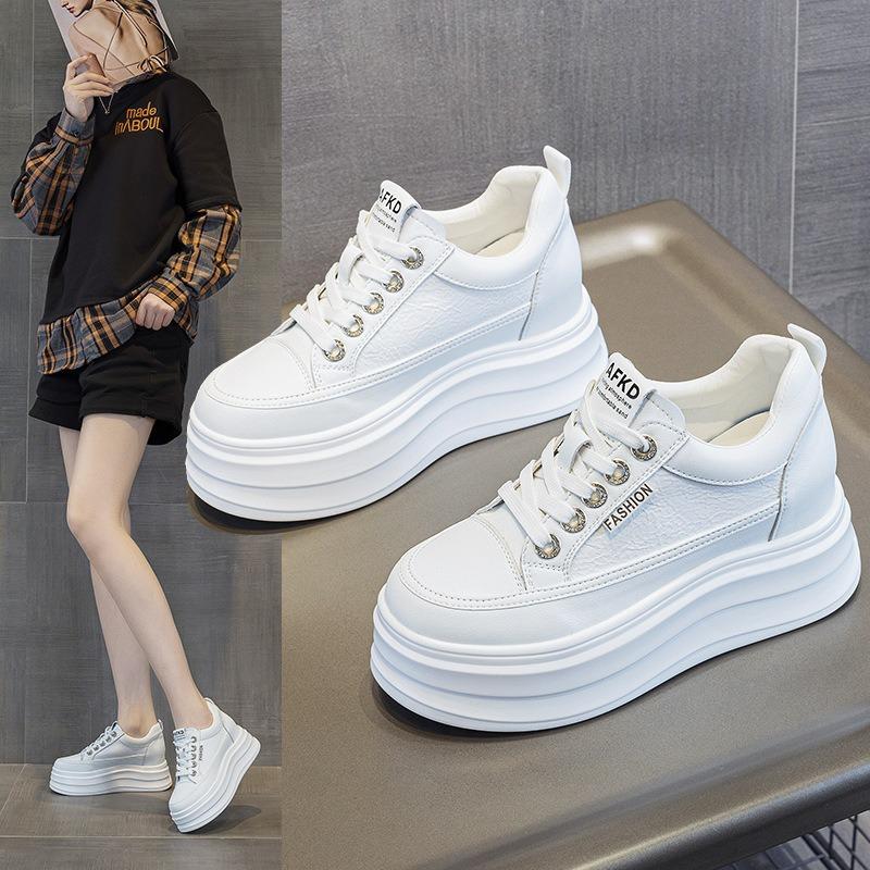 Plattform weiße Schuhe Damen Frühling neu Muffin Sportschuhe vielseitig Mode cm Innenhöhe Erhöhung lässig Board Schuhe