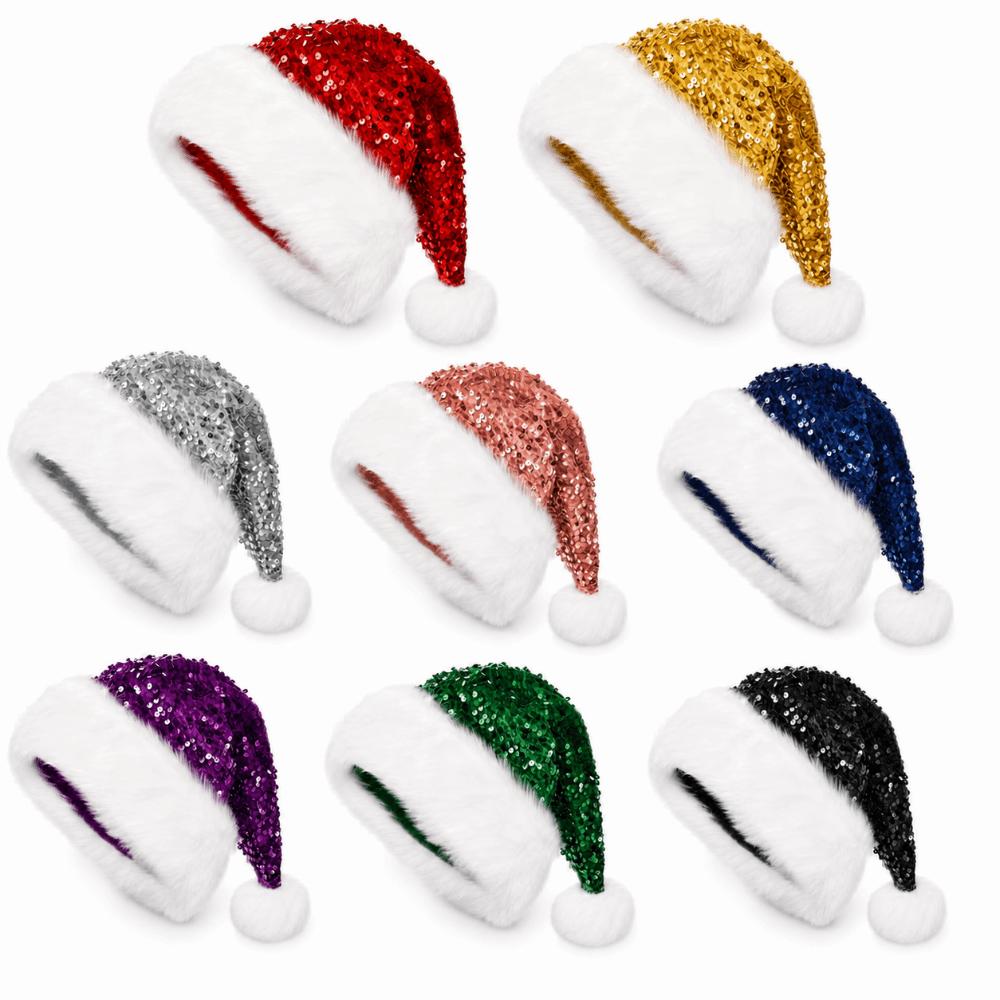 Double Layer Festive Hat Sparkling Sequins Christmas Cap New Holiday Hat Family Gatherings