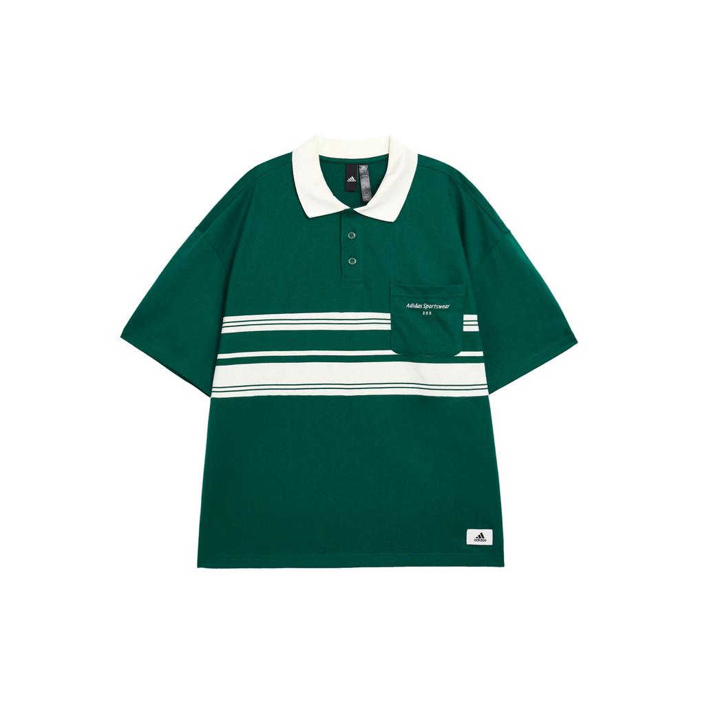 Adidas Pocket Sports Casual Short Sleeve Polo Men Tops Forest-Green IS4944