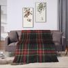 Plaid Stewart Black Tartan Blanket Flannel Decoration  Portable Lightweight Thin Throw Blanket for Bed Bedroom Rug Piece