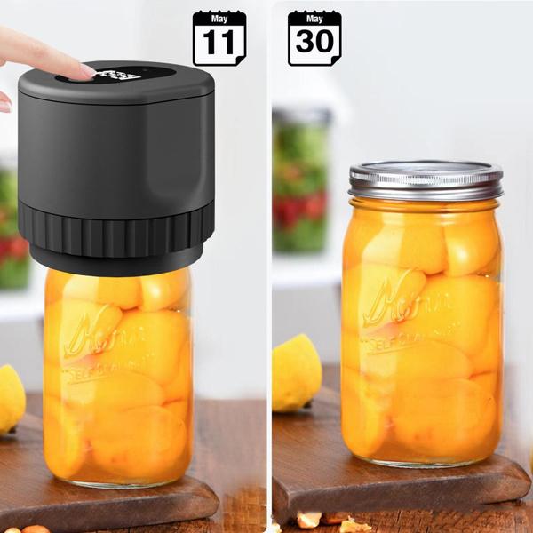 Electric Mason Jar Vacuum Sealer Kit Cordless Automatic Jar Sealer Kit for Food Storage and Fermentation with Wide-Mouth and Mason Jar Lids