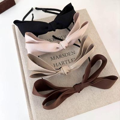 Große Schleife Haarreif Mädchen Süße Einfache Stirnbänder für Frau Temperament Haarband Satin Doppelschleife Haarband Mode Kopfschmuck Geschenk