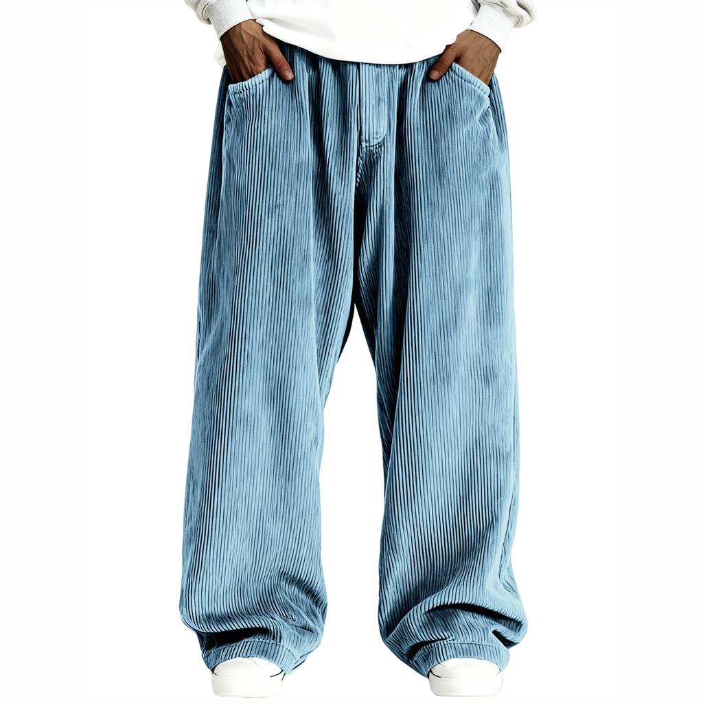 Men's Loose-fitting Solid Color Drawstring Corduroy Casual Pants With  Straight Leg