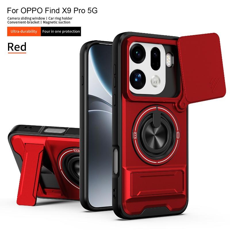 

Встроенный магнитный автомобильный держатель Чехол для Oppo Find X9 Pro Find X 9 X9pro Слайдер для защиты камеры Ударопрочный Жесткий чехол For Find X9 Pro