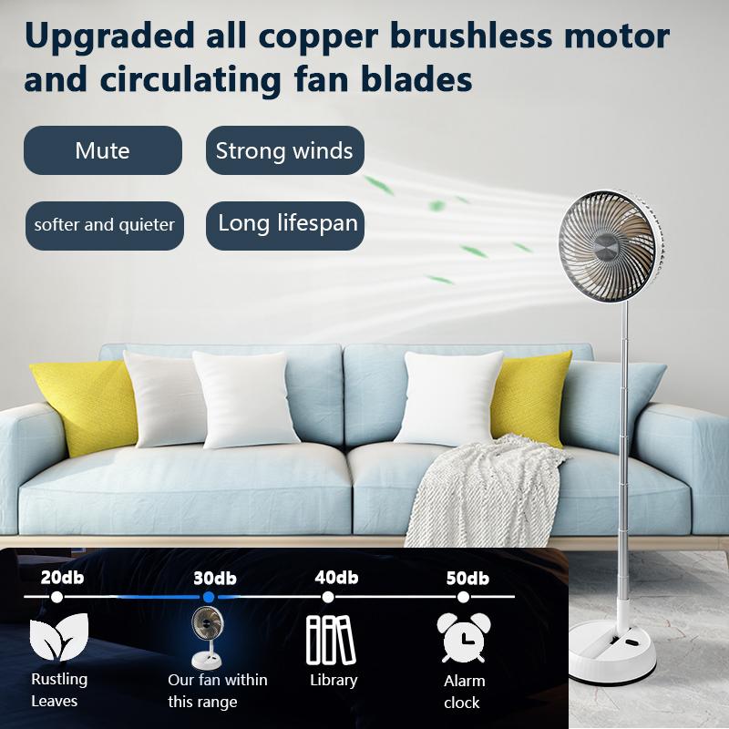 Outdoor Telescopic Fan Remote Control Aluminum Alloy Portable Silent Desktop Vertical Left and Right Rotating Multi-purpose Fan