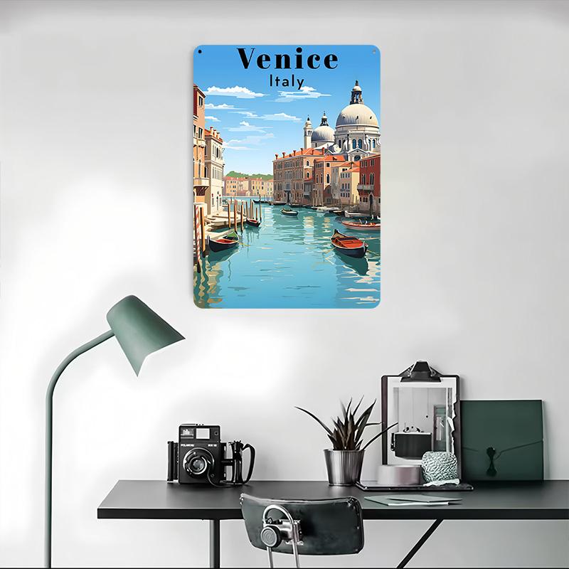 Venice Italy Travel Printed Poster Customized Wall Art Retro Vintage Metal Tin Signs for Home Bedroom Decoration Gaming House