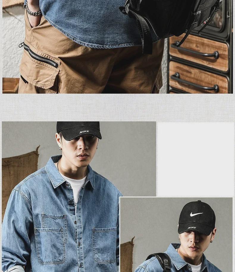 Jachetă Cămașă de Lucru Denim cu Mânecă Lungă Americană Retro Trendy pentru Bărbați