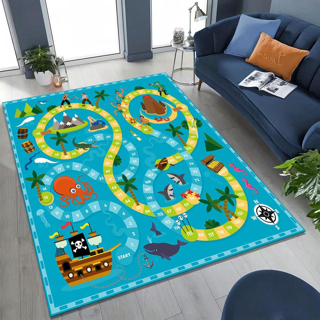 Child Urban City Road Traffic Learning Interactive Game Playroom Rug for Bedroom Living Room Sofa Home Doormat Decor,Non-slip