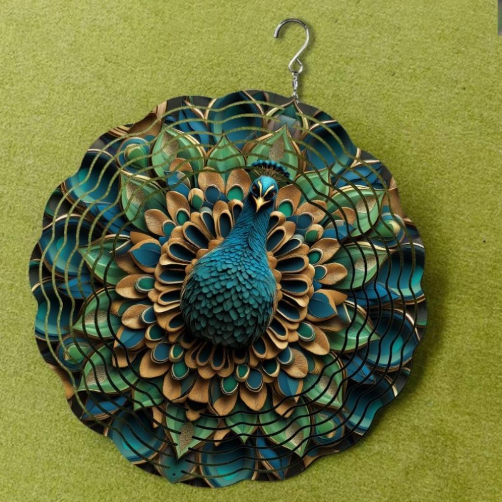 1 Stück Mandala Blumenmuster Windspiel, Metall Gartenwindspiel, 360° drehbare Hängedekoration für den Garten