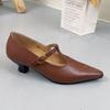 Fashion Cowhide Heel Women's Shoes Pointed Mary Jane Shoes Pointed Elegant Fashionable Comfortable