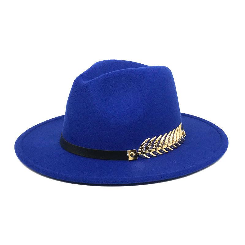 Fedora Men'S Fedora Neutral Wide Brim Jazz Hat Feather Belt Autumn And Winter British Vintage Panama Hat