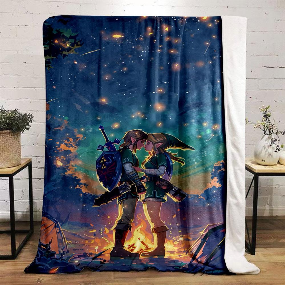 A romantic scene by a campfire under a glowing, starry night sky. for all seasons blanket lunch break throw gift