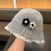 Knitted Flower Knitted Hat Lace Ruffle Toddler Fisherman Hat New Lace Ruffle Hat  Autumn Winter