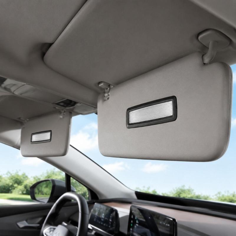 Car Vanity Mirror Light Housing, 2 Piece Interior Lamp Assembly 3ED947109A with Clip-In Base, Clear Lens, and Cabin Lighting