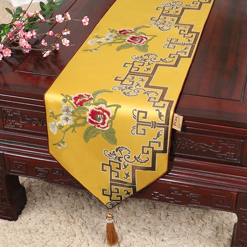 New Chinese Table Flag Modern Minimalist Bed Flag Towel Chinese Style Tea Tablecloth Classic Style Shoe Cabinet Cover Cloth Long Strip Tablecloth