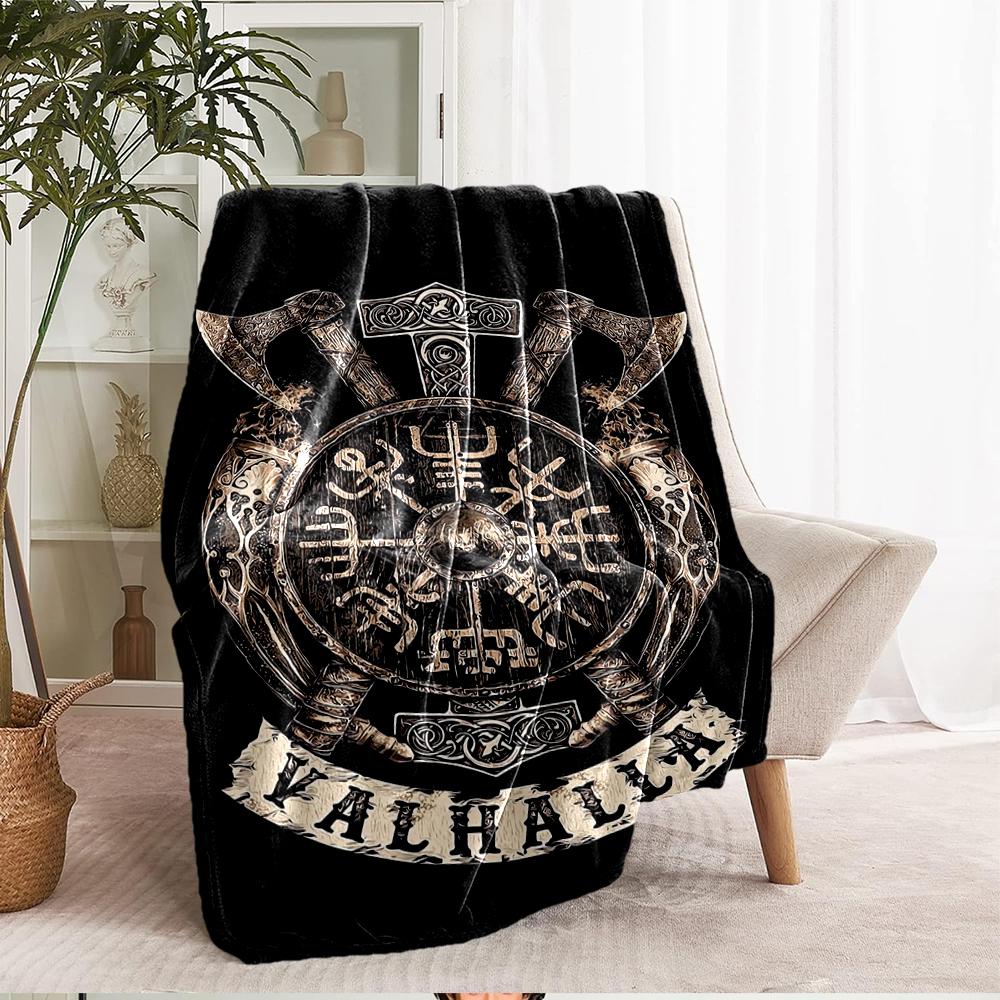 Viking Theme Printed Blanket - Perfect for Couch, Bed, Travel & Outdoor Use | Machine Washable, Cozy & Durable.