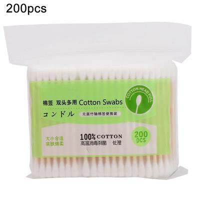 200Pcs Double Head Makeup Swab Cotton Buds Bamboo Wood Sticks Cleaning