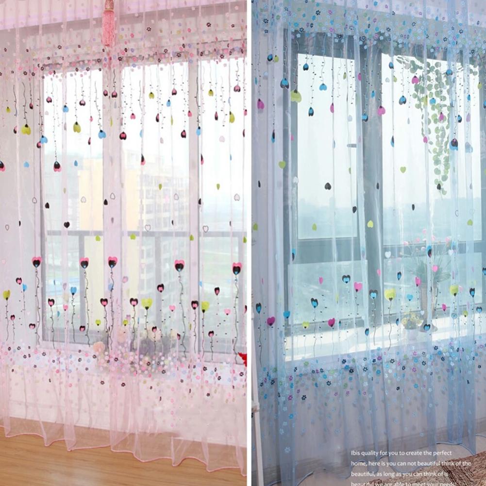 1PC Flying Balloon Tulle Curtain Window Screening Gauze Drape Balcony Voile for Home Hotel Decoration Unwashable Rod Pocket Version