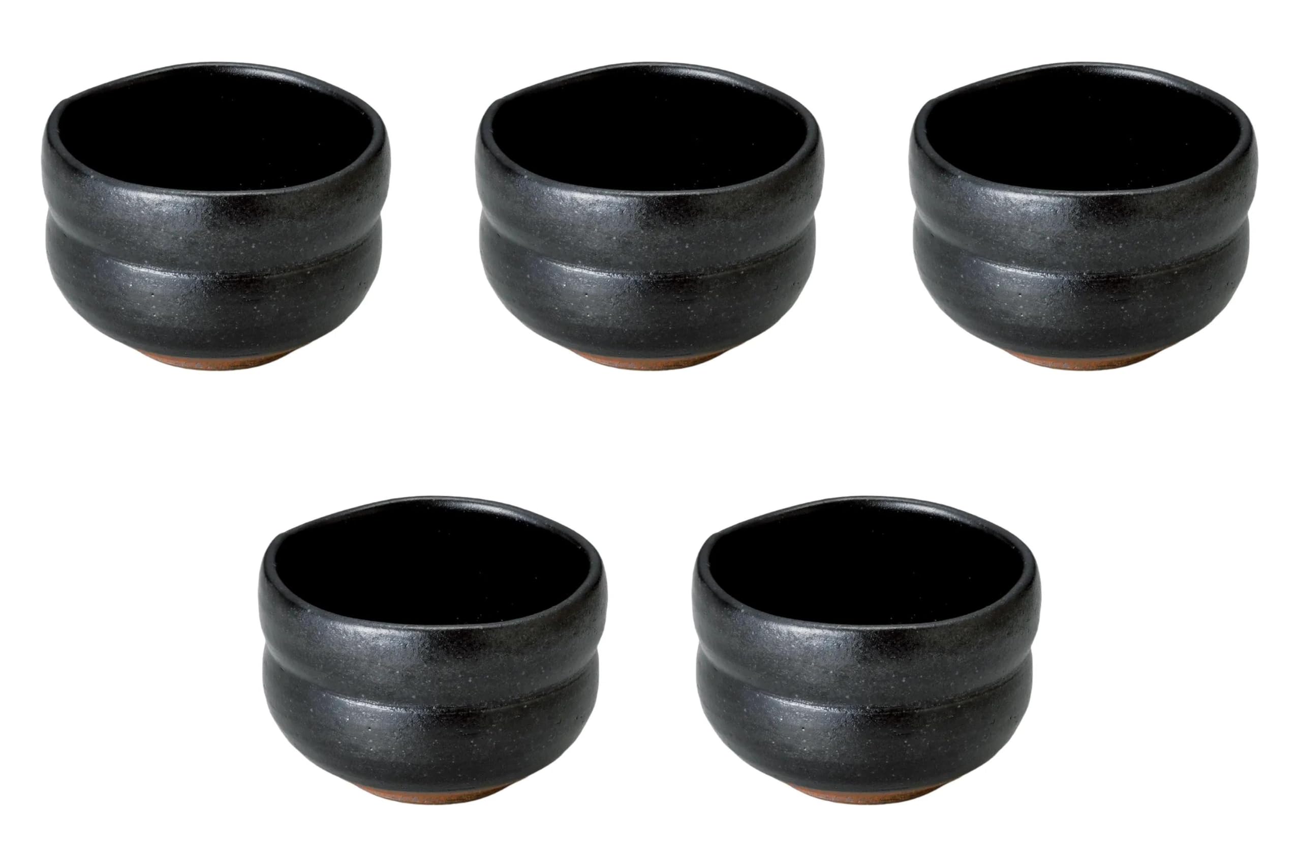 

Set of 5 Black Yuzu Bowls x Small Ceramic Bowls by Setomonohonpo Matcha-Shaped [9.8 6.5cm]