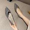 Flat Bottom Soft Bottom Shallow Mouth Pointed Single Shoes Rhinestone Sequins Women's Large Size Women's Shoes