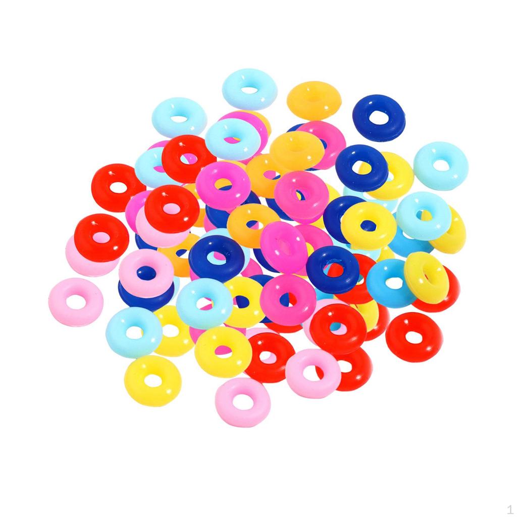 100 Pieces Silicone O Rings Stoppers, Spacer Beads, DIY Decoration Locating for Bags