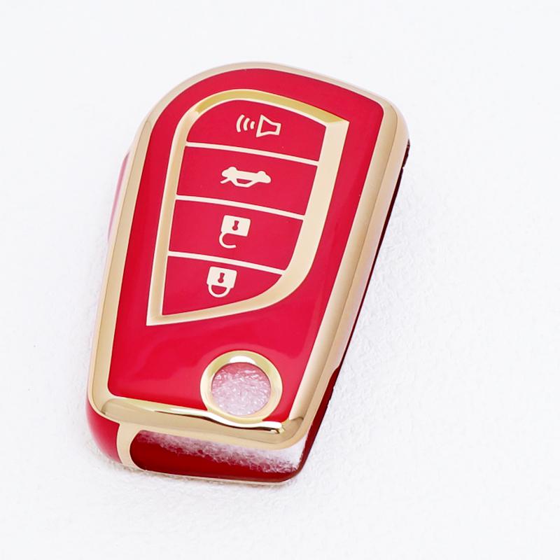 Auto Shell Holder Protector Fob For Toyota Highlander Camry RAV4 Aygo Yaris Keychain 4 Button Soft TPU Car Flip Key Cover Case
