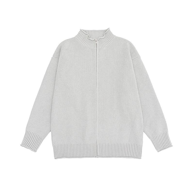 

Men s 2025 Heavyweight Zip-Up Cardigan – Loose Fit, Plus Size, Stand Collar Knitwear for Autumn/Winter XL (Suitable for 145-160 jin)