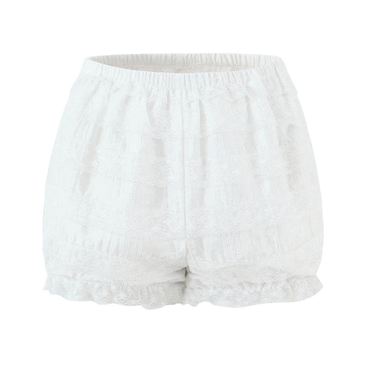 French Retro Doll Collar Top & Lace Trim Shorts Set for Women 2026 Medium