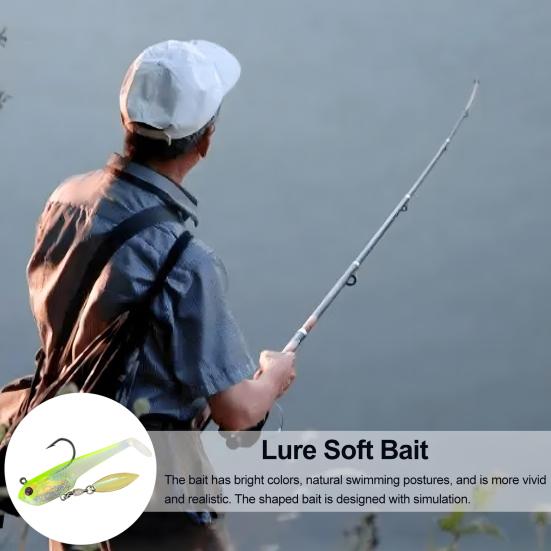 6Pcs Soft Fishing Lures Artificial Baits with Sharp Hook Realistic Looking Bright Color T-Tail Fake Baits Swimbait Fishing Tackle