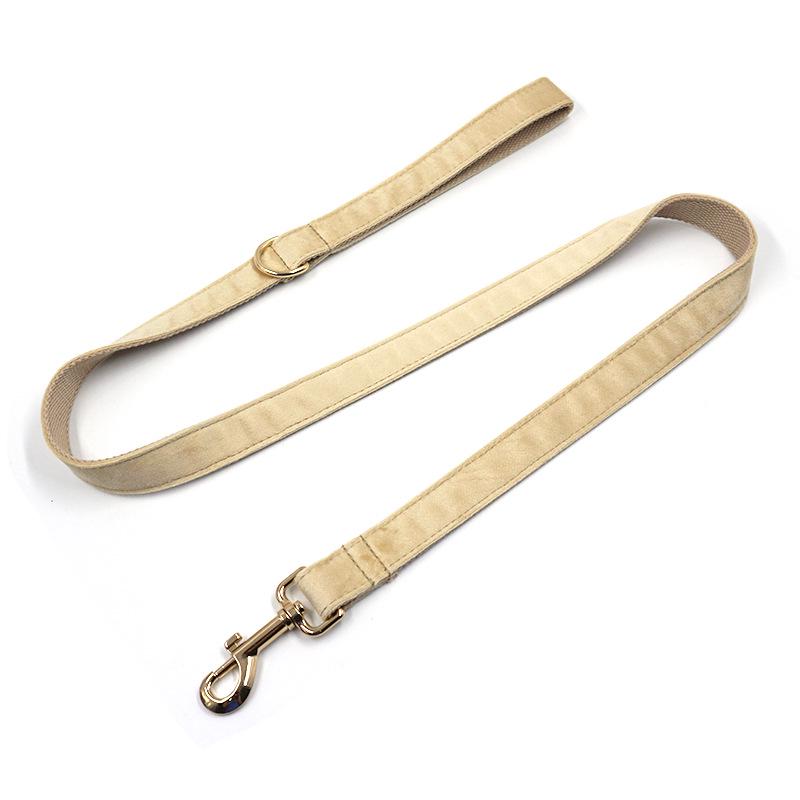 Miha Boss Velvet Pet Collar & Leash Set with Gold Buckle