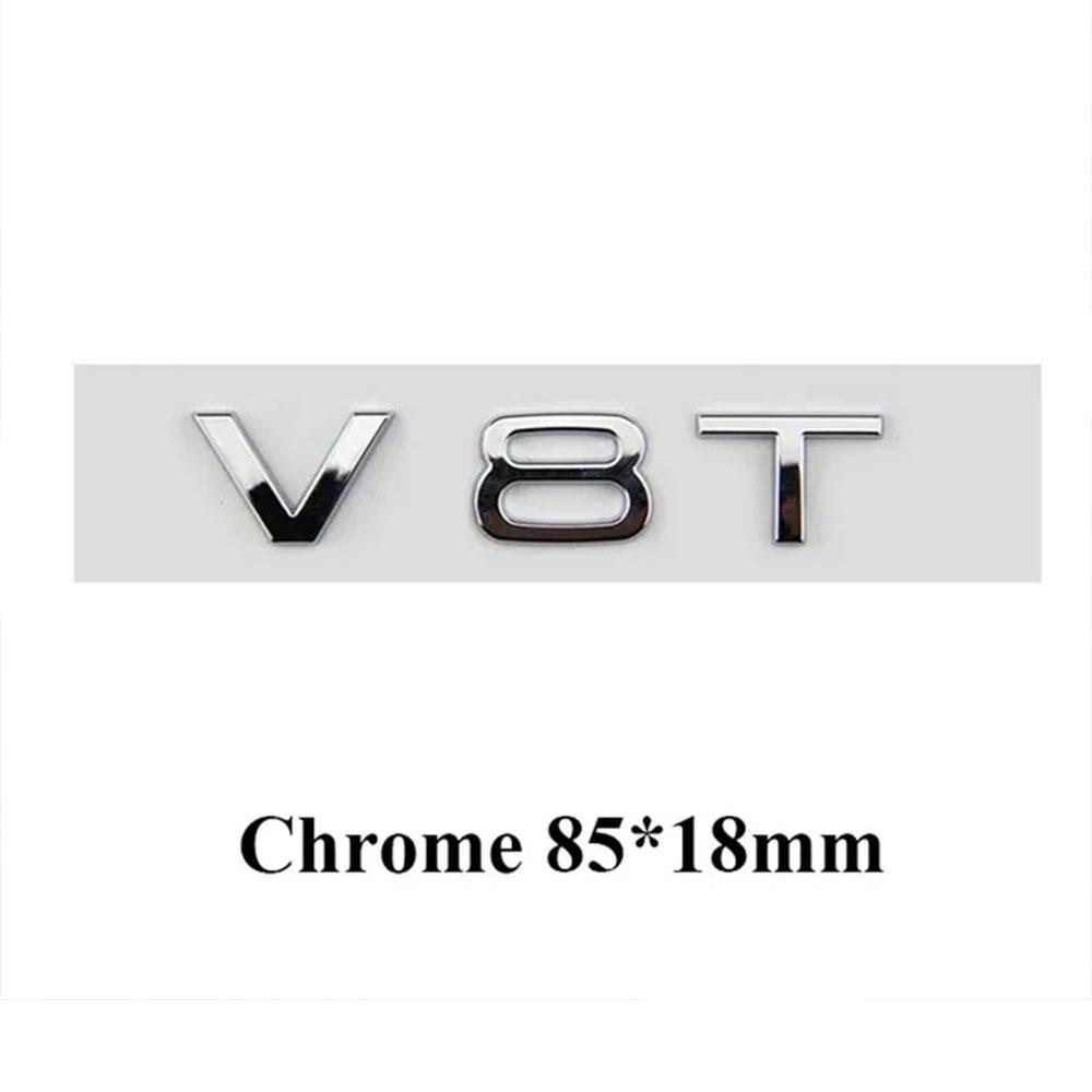 3D ABS Chrome Black Logo V6T V8T V10 Emblem Car Fender Side Badge Decals